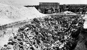 A mass grave at the Bergen-Belsen concentration camp.